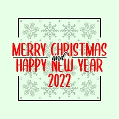 Merry Christmas and Happy New Year Style Text Design with Snow Pattern, Christmas 2022 New Year Template Design Vector for Social Media, Greeting Card, Invitation, Poster