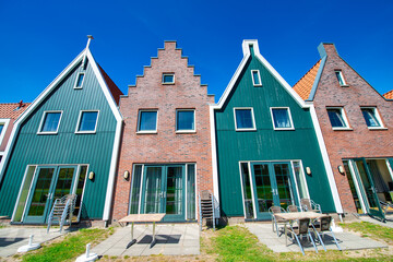 Fototapeta na wymiar Volendam homes on a sunny spring day, The Netherlands.
