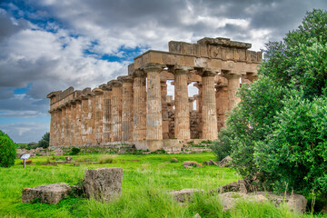 Fototapeta na wymiar Ruins in Selinunte, archaeological site and ancient greek town in Sicily, Italy.