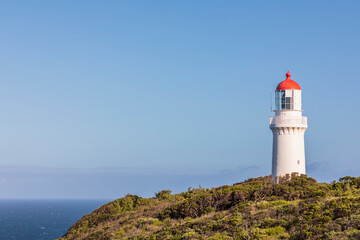 Australia, Victoria, Cape Schanck, Cape Schanck Lighthouse standing against clear blue sky