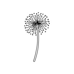Black dandelion with seeds in abstract style vector illustration isolated