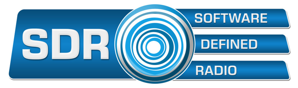SDR - Software Defined Radio Blue Circular Boxes Horizontal 