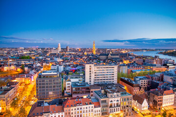 Fototapeta na wymiar Aerial view of Antwerp skyline, Belgium.