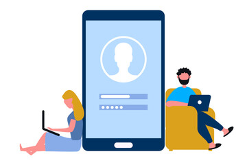 two business protection and security with pin number with padlock and password