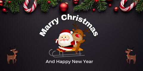 merry Christmas and happy new year banner image background for flyer, poster, sign, banner, web, header. Abstract, The concept of the celebration of Christmas and new year.