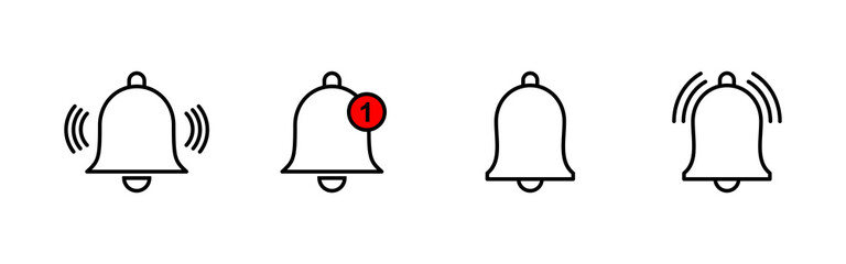 Bell Icons set. Notification sign and symbol for web site design