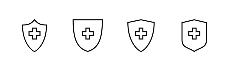 Health insurance icons set. Insurance health document sign and symbol