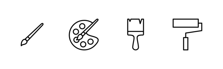 Paint icons set. paint brush sign and symbol. paint roller icon vector