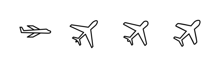 Plane icons set. Airplane sign and symbol. Flight transport symbol. Travel sign. aeroplane