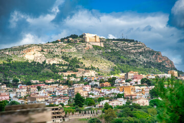 Fototapeta na wymiar Town on the mountain hill, Sicily - Italy