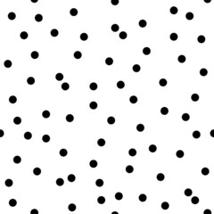 Black and White Seamless Dot Repeat Pattern with Polkadots