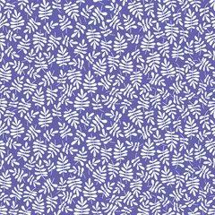 Fotobehang Very peri Moderne botanische naadloze vector patroon. Hand getekende bloemen illustratie. Vintage behang met takken en bladeren. Sjabloon voor kaarten, textiel, briefpapier, verpakkingen en elk oppervlakontwerp