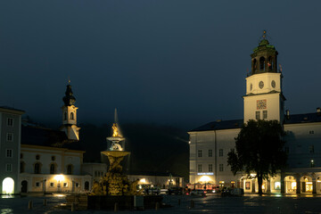 Fototapeta na wymiar Salzburg cathedral clock tower, Tower of famous Salzburg Cathedral ,Salzburger Dom