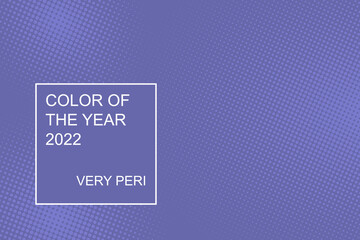 Color of the year 2022 very peri halftone background. Abstract gradient vector background. Violet dots halftone geometric texture. Simple design. Vector illustration