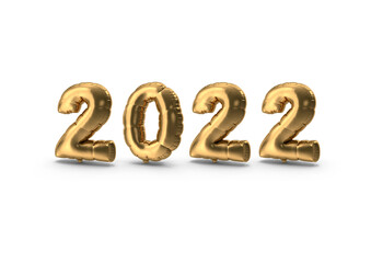 Illustration of Shiny Foil Balloon Number 2022 on White Background