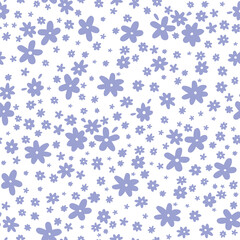 Colorful seamless pattern with little flowers. Cute groovy elements, fun modern illustration, midcentury art