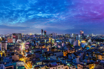Nightscape of Ho Chi Minh City. Ho Chi Minh City is the most populous city in Vietnam. Its also known by its former name of Saigon. Saigon skyline.