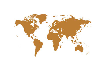 World map Info graphic gold color, flat design vector, travel guide 