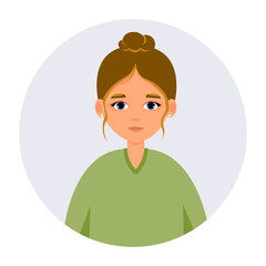 Portrait of caucasian woman. Avatar of female person. Vector icon of adult in flat style. Headshot.