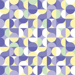 Behang Very peri abstracte geometrische naadloze patroon. vectorillustratie in pasteltinten. trendy modern design met veelkleurige geometrische vormen
