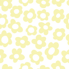 seamless pattern with vintage vector groovy flowers. 70s, 60s, modern elements. stylized flowers bold silhouettes. abstract art for surface design, textile, stationery, wrapping paper and covers