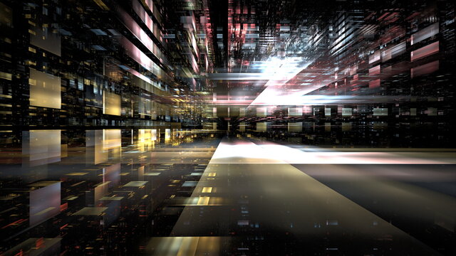 Mining farm, cryptocurrency mining, large workshop hangar. Bitcoin mining big pool. 3d render