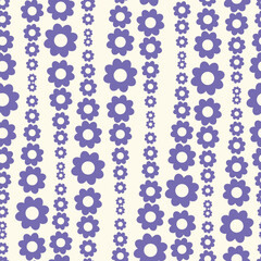 Optical illusion geometric seamless pattern. Abstract stylized geometrical flowers, simple shapes, vector illustration. Bright colors. 60s, 70s style