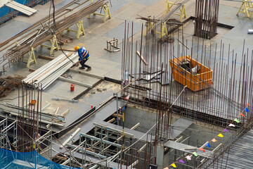 Worker working on a construction site in Saigon, Vietnam