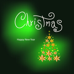 merry christmas card with christmas tree