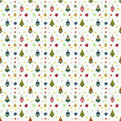 seamless pattern with many Christmas trees on white background 