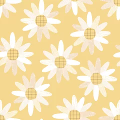Wallpaper murals Out of Nature Boho baby Daisy flower vector seamless pattern. Paper cut meadow chamomile background. Scandinavian decorative style surface design for nursery and baby fashion.