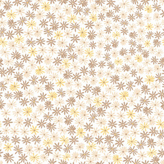 Boho earthy colours ditsy floral vector seamless pattern. Bohemian floret background. Scandinavian decorative style surface design for nursery and kids fabric.