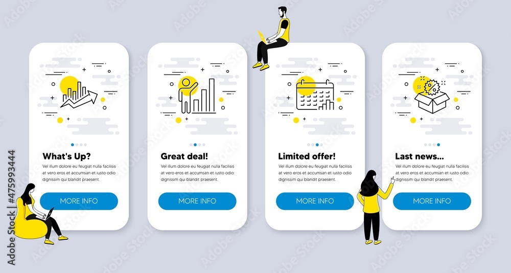 Aufkleber vector set of finance icons related to calendar graph, growth chart and graph chart icons. ui phone 