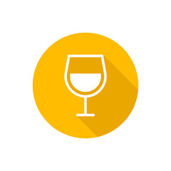 Glass of wine flat icon with shadow