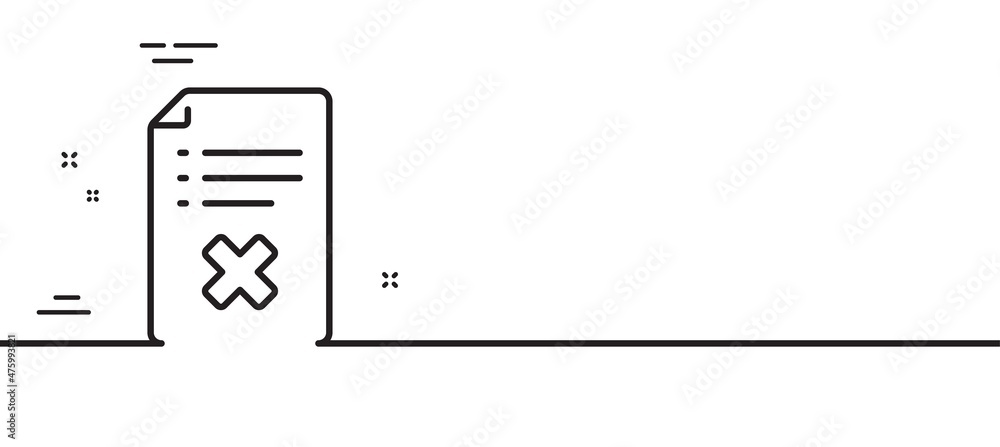 Poster reject file line icon. decline document sign. delete file. minimal line illustration background. rej