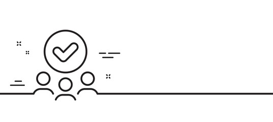 Approved group line icon. Accepted team sign. Human resources symbol. Minimal line illustration background. Approved group line icon pattern banner. White web template concept. Vector