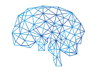 ジオメトリックの頭脳のイラスト　AI　ネットワーク　テクノロジーイメージ　グラフィック素材　Brain, geometric
