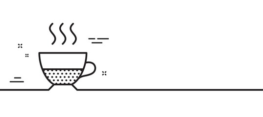 Doppio coffee icon. Hot drink sign. Beverage symbol. Minimal line illustration background. Doppio line icon pattern banner. White web template concept. Vector