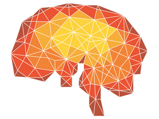 ジオメトリックの頭脳ブレインのイラスト　テクノロジーイメージ　グラフィック素材　Brain, geometric
