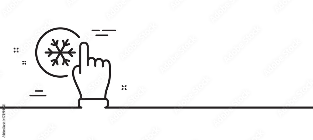 Poster freezing click line icon. ac cold temperature sign. fridge function symbol. minimal line illustratio