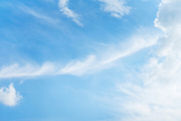 Scenic white cirrocumulus clouds in blue serene sky, beauty in nature