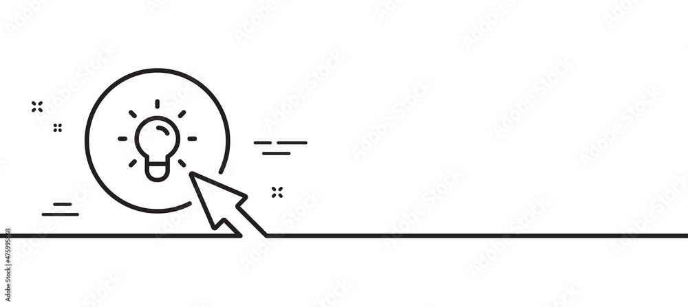 Poster idea lamp line icon. mouse cursor sign. light bulb symbol. minimal line illustration background. ene