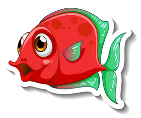 Sea Animal Cartoon Sticker with Cute Fish