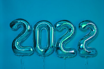 number balloons New year 2022 celebration Decorative design elements blue background