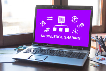 Knowledge sharing concept on a laptop screen