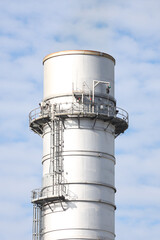 Close-up photography of industrial metallic silver chimney.