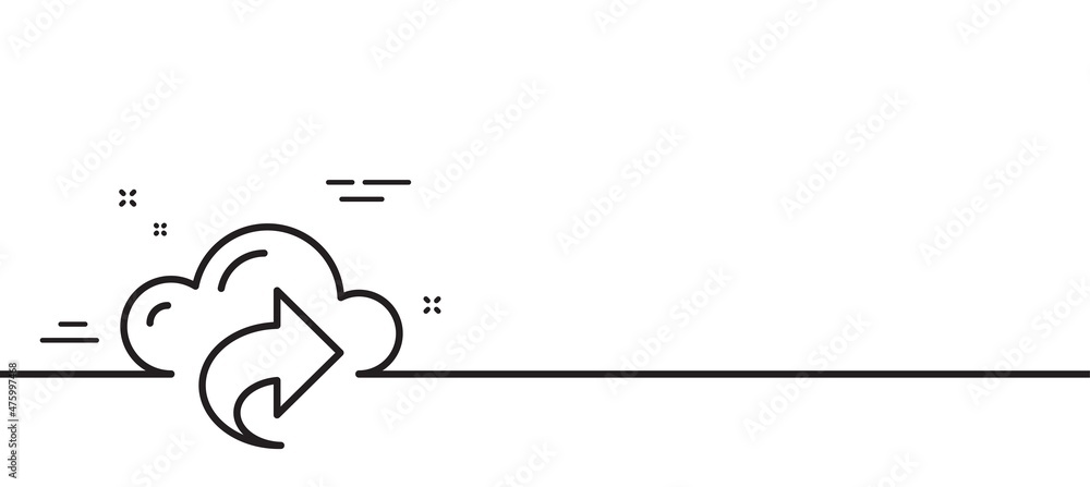 Poster cloud computing share line icon. internet data storage sign. file hosting technology symbol. minimal