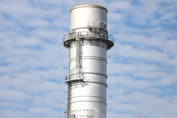 Close-up photography of industrial metallic silver chimney.