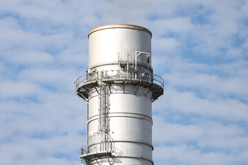 Close-up photography of industrial metallic silver chimney.