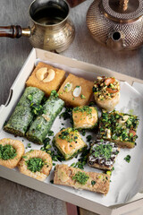 Fresh homemade Baklava middle eastern sweet dessert food pastry cakes